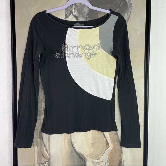 A/x Armani Exchange Black Long Sleeved Embroidered Beaded Shirt - Picture 4 of 7